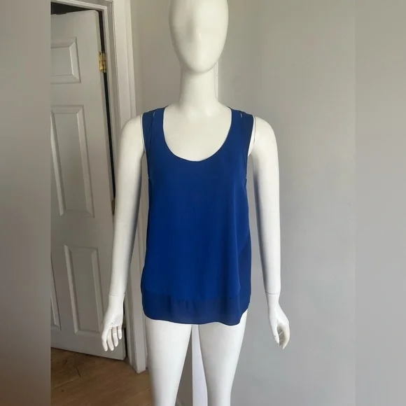 O'2nd for Barney’s New York Sleeveless Tank Top  Size 2 Royal Blue Chiffon Y2K - Picture 2 of 6